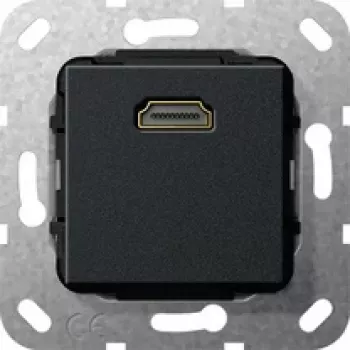 Gira System 55 HDMI-indsatsmodul, 1-fach, HDMI type A hun til hun, sort 566910