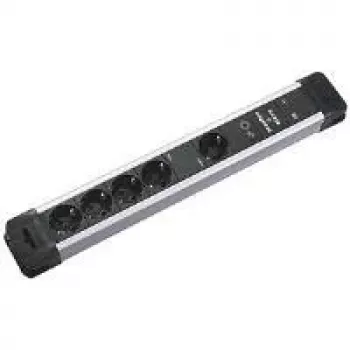 BACHMANN skrivebordsstikdåse plast 1+4-fag master+slave 2m sort