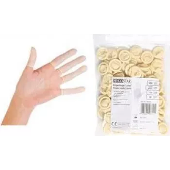 HYGOSTAR latex-fingervorter, pudderfri, hvid, medium, 70 mm, tekstureret, rullet kant, 1 stk (26753)