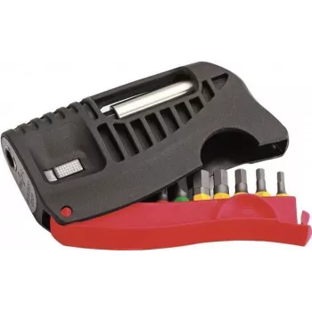Cimco 114594 10-delt skruetrækker-bit-sæt med Phillips-, Pozidriv-, kærve- og Torx-bits