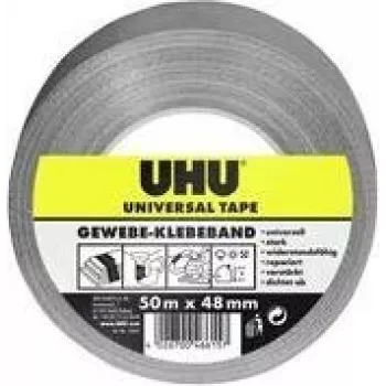 UHU Universal vævetape, 48 mm x 50 m, grå, Ekstra stærk, Polyesterbelagt, 1 rulle 46615