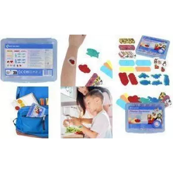 FIRST AID ONLY Children's Plaster Assortment, 45 Pieces Hypoallergenic in Plastic Box, 4 Designs (P-10069 00)