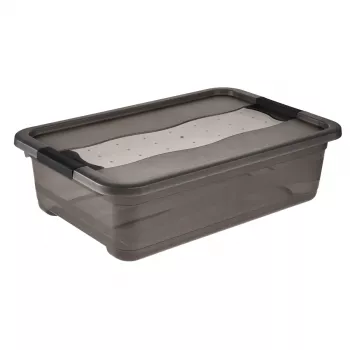 keeeper opbevaringsboks Cornelia, 28 liter, Kristallgrå Transparent, med låg, skydelukning 1042982700000