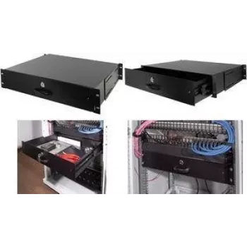 LogiLink 19 inch rack-skuffe 2U aflåselig sort (SF164B)