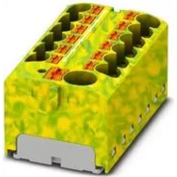 Phoenix Contact PTFIX 10/12X4-GNYE Distribution Block, Push-in, 10 mm², Green/Yellow 1153438