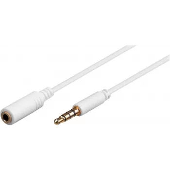 Wentronic Goobay 3,5 mm jack-forlængerkabel, hvid, 0,5 m, TRRS 4-pin, stik til hunstik 62359