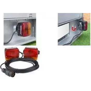 IWH Trailer Taillight Set with Magnetic Base, 6 Functions, 12V, 2 Universal Rear Lights for Trailers, Cars, Trucks, Caravans - 1 Piece (010219)