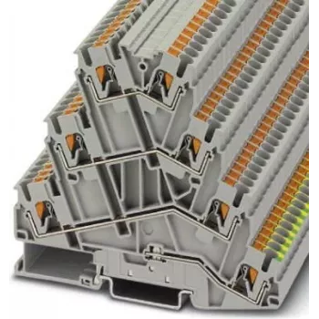 Phoenix Contact PT 2,5-PE/3L Motor Terminal Block, Push-in, 3-Level, PE, 2.5 mm², Gray, 3210542