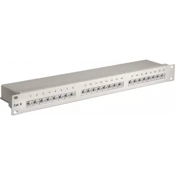 Wentronic Goobay CAT 6 24-port STP patchpanel, 19 inch 1U, grå 94036