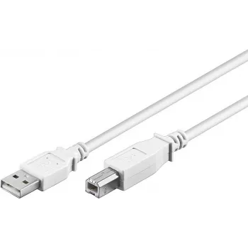 Wentronic 96186 USB 2.0-kabel, USB-A han til USB-B han, 1,8 m, hvid