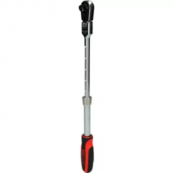 KS Tools 3/8 inch SlimPOWER teleskopisk skralde med ledhoved, 72 tænder, hurtigudløser, 280-430 mm 914.3820