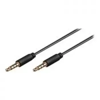 Wentronic Goobay 3,5 mm jack-forbindelseskabel, sort, 2 m - 3,5 mm jackstik (4-pin, stereo) til 3,5 mm jackstik (4-pin, stereo) (63830)