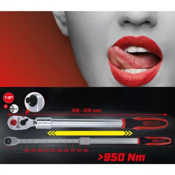 KS Tools 935.1285 1/2 inch omskiftelig skralde, 635 mm, 72 tænder, chrom-vanadium