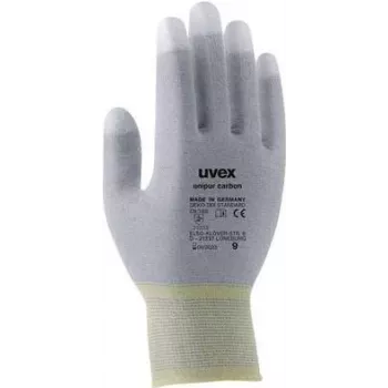 Uvex Unipur Carbon nylon-strik sikkerhedshandsker, PU-belagt håndflade og fingerspidser, ESD-sikker, størrelse 8 6055608