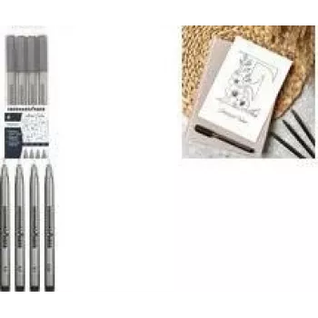 Faber-Castell EBERHARD FABER pigment liner sort 4-dele sæt (0,1, 0,3, 0,5, 0,7 mm) vandfast lysægte permanent 558104