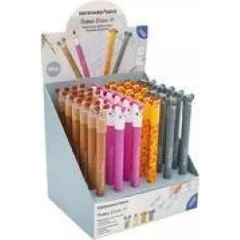 FABER-CASTELL EBERHARD FABER Animal Erase it! gelpen-display, 36 penne, blå blæk, 0,7 mm, viskelbar, genopfyldelig 560109