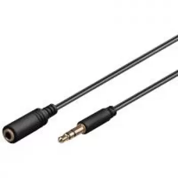 Wentronic Goobay 3,5mm jack-forlængerkabel, sort, 1 m - 3,5mm stik til 3,5mm hunstik, stereo (97113)