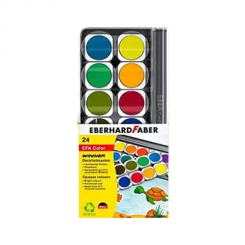 Faber-Castell Eberhard Faber Winner dækfarvesæt, 24 lysende farver, gennemsigtigt aftageligt låg fungerer som blandepalette 578324