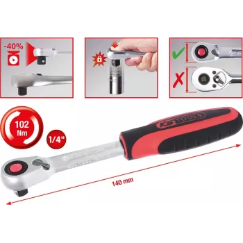 KS TOOLS 1/4 SlimPOWER omskifterratchet, 72 tænder (920.1490)