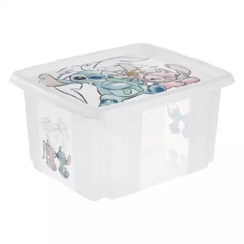 keeeper opbevaringsboks karolina Stitch, 24 liter drejelig/stablebar boks med låg, PP, transparent, 1 stk 1223700131900