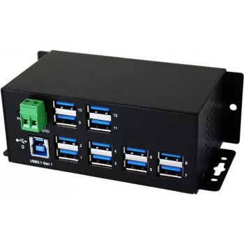 EXSYS EX-1112HMS 12-port USB 3.2 Gen 1 industriel DIN-skinne-hub