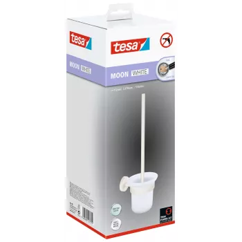 tesa MOON WHITE toiletbørste- og holdersæt, selvklæbende, metal, mat hvid 40571-00000-00