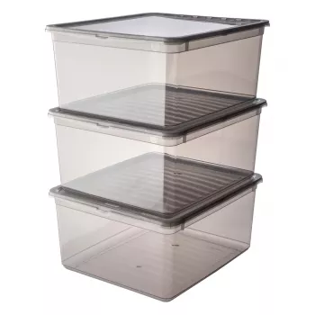 keeeper bea Storage Box Set, 3x 18 L, Crystal-Grey, Air-Control Lid 3003182700000
