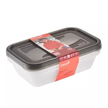 keeeper fredo fresh Food Storage Container Set, 3 x 2.4 L, Rectangular, Transparent with Grey Lids 3067982700000