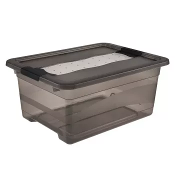 keeeper Cornelia opbevaringsboks, 12 L, krystalgrå transparent, med skydelåg 1094182700000