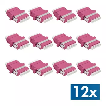 LogiLink LC-Duplex Quad Fiber Optic Coupler Set, Violet, 12-Piece FA04LC7