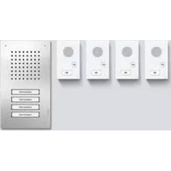 Siedle SET CLAB 850-4 E/W audio-sæt Classic rustfrit stål/hvid (210010048-00)