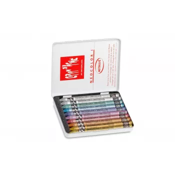 Caran d'Ache Neocolor I Metallic voksstifter, 10-sæt, runde med papirhylster 7004.310