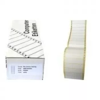 Kores EE8936 endeløse etiketter til computer, 89 x 36 mm, 4000 etiketter, fanfold, hvid, permanentklæbende, til nåleprinter