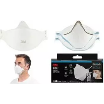 3M Aura 9320+ FFP2 åndedrætsmaske uden udåndingsventil, 3-delt foldemaske, hvid, 1-pak 9320-5