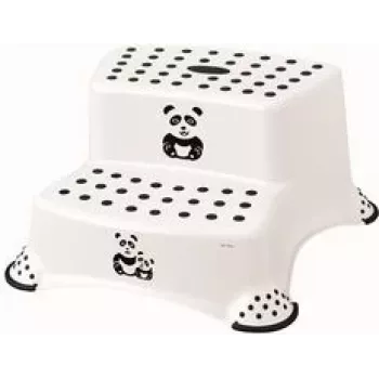keeeper kids Igor Panda 2-trins skammel, hvid med panda-tryk, 120 kg bæreevne, skridsikre fødder 1003110024100