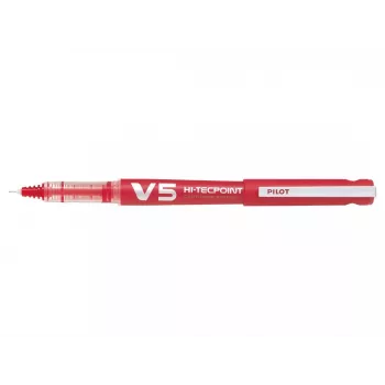 PILOT V5 Hi-Tecpoint Begreen Rollerball Pen, Red Ink, 0.3 mm Line, Refillable, Red Barrel 442797