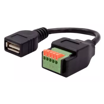 EXSYS EX-49128 USB-A hun til 5-polet skrueklemrække adapterkabel med trykknap, USB 2.0, 15 cm