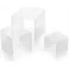 DEFLECTO kvadratisk display-riser-sæt, transparent akryl, 3 dele, polerede kanter, stablet, krystalklar (DB-S3-6)