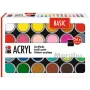 Marabu akrylmaling sæt BASIC, 24 x 18 ml, høj pigmentering, meget høj lysægthed 1210000000215
