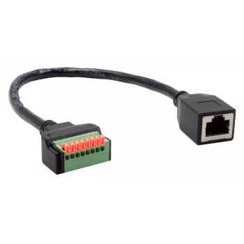EXSYS EX-49120 RJ45 hunstik til 8-pin terminalblock adapterkabel, CAT.6, 30 cm, med trykknap