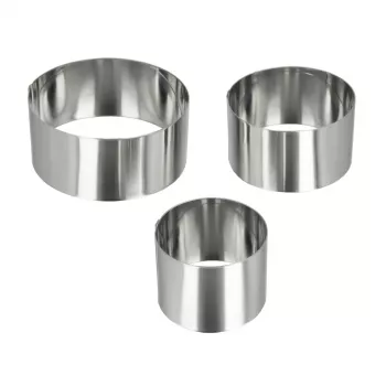 Metaltex Runde rustfri stål-kogeringe, 3-sæt, sølv, 45 mm højde 204536010