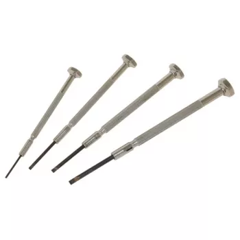 C.K Tools T4852P Precision Screwdriver Set, 4-Piece Slotted, 2.0/2.5/3.0/3.5 mm, Chrome Vanadium, Dual-Component Handle