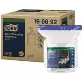 TORK 190692 premium håndrensende vådservietter, 58 stk., 300 x 270 mm, opløsningsmiddelfri, pH-neutral, aloe vera & glycerin, genlukkelig beholder