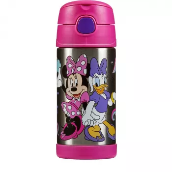THERMOS FUNTAINER Bottle with Straw, Disney Minnie Mouse, 0.35 L, Stainless Steel, Pink 4113.412.035