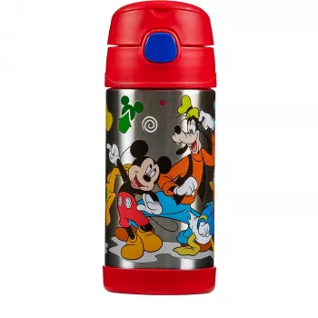 THERMOS FUNTAINER Bottle with Straw, Disney Minnie Mouse, 0.35 L, Stainless Steel, Pink 4113.412.035