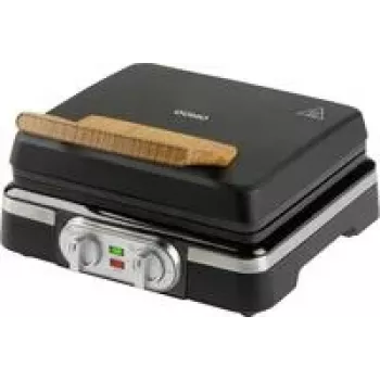 DOMO DO9281W Inky Black belgisk vaffeljern, 1600 W, antihaft, justerbar termostat, Cool-Touch-greb, lodret opbevaring
