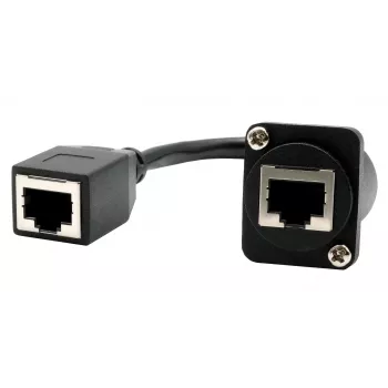 EXSYS D-type indbygnings-RJ45-kobling, hun til hun, CAT.5e, 20 cm, afskærmet, sort EX-49160