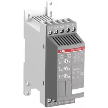 ABB PSR16-600-70 Soft Starter, 16 A, 208-600 V AC, 100-240 V AC Control, 3-Phase, 7.5 kW at 400 V 1SFA896107R7000