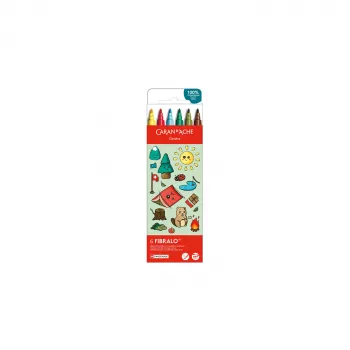 Caran d'Ache Fibralo Kawaii Swiss fiberpenne, 6 sæt, vandbaseret blæk 185.804