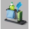 Metaltex Tidytex vask-organizer, plast, grå, 2 udtrækkelige holdere til svampe og karklude 297530109